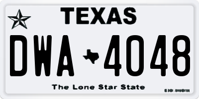 TX license plate DWA4048