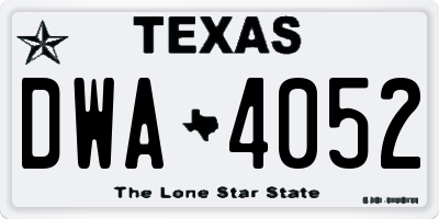 TX license plate DWA4052