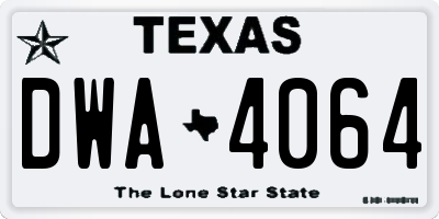 TX license plate DWA4064