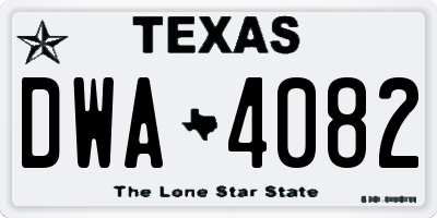 TX license plate DWA4082