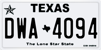 TX license plate DWA4094