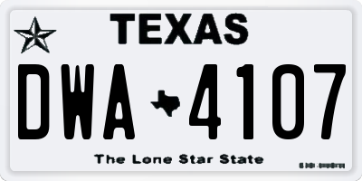 TX license plate DWA4107