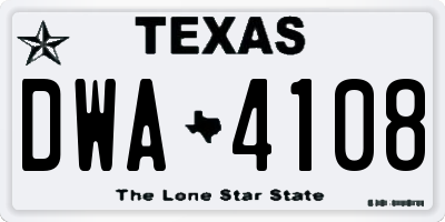 TX license plate DWA4108