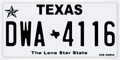 TX license plate DWA4116