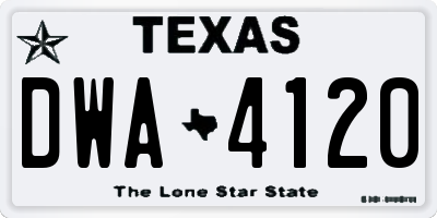 TX license plate DWA4120