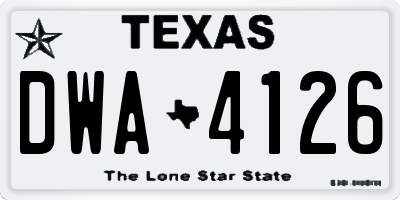 TX license plate DWA4126