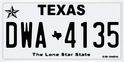 TX license plate DWA4135