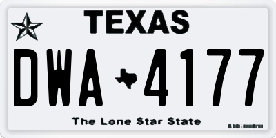 TX license plate DWA4177