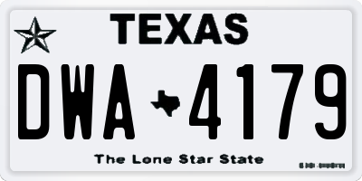 TX license plate DWA4179