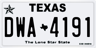 TX license plate DWA4191