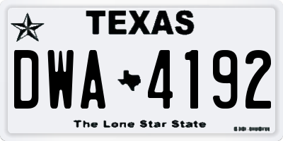 TX license plate DWA4192