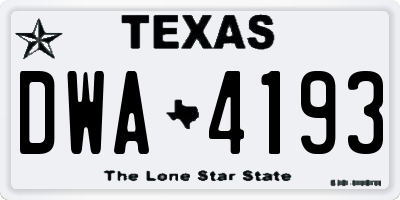TX license plate DWA4193