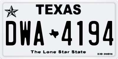 TX license plate DWA4194