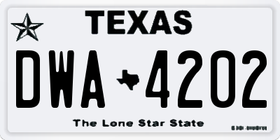 TX license plate DWA4202
