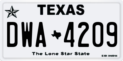 TX license plate DWA4209