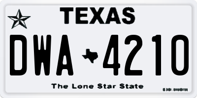 TX license plate DWA4210
