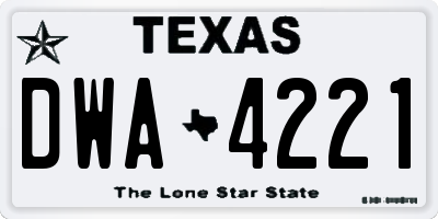 TX license plate DWA4221
