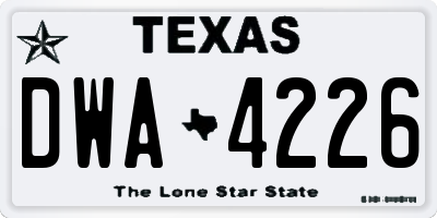 TX license plate DWA4226