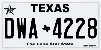 TX license plate DWA4228