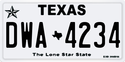 TX license plate DWA4234