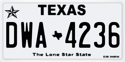 TX license plate DWA4236