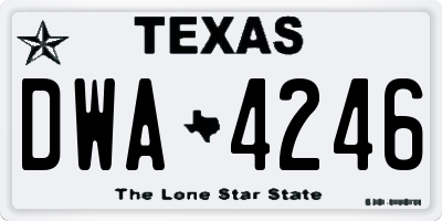 TX license plate DWA4246