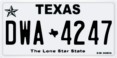 TX license plate DWA4247