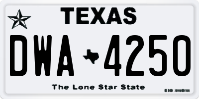 TX license plate DWA4250