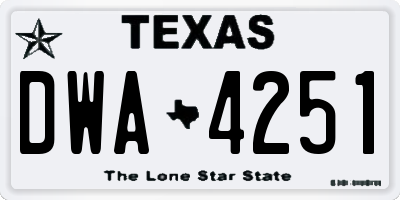 TX license plate DWA4251