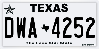 TX license plate DWA4252
