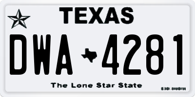 TX license plate DWA4281
