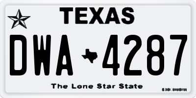 TX license plate DWA4287