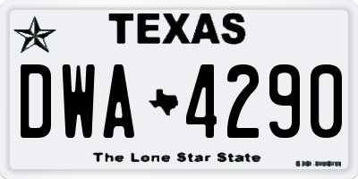 TX license plate DWA4290