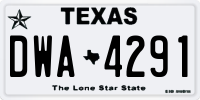 TX license plate DWA4291