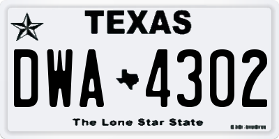 TX license plate DWA4302