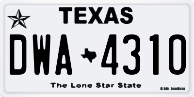 TX license plate DWA4310
