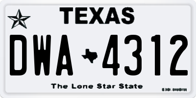 TX license plate DWA4312
