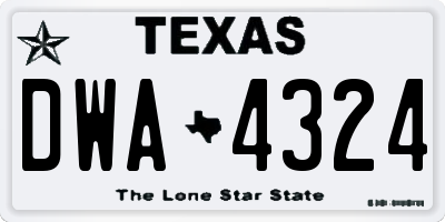 TX license plate DWA4324