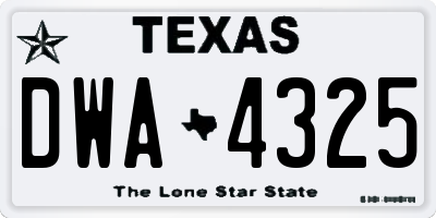 TX license plate DWA4325