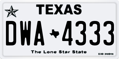 TX license plate DWA4333