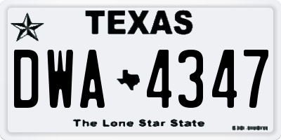 TX license plate DWA4347