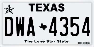 TX license plate DWA4354