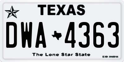 TX license plate DWA4363