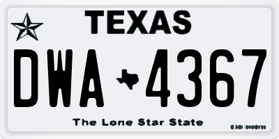 TX license plate DWA4367