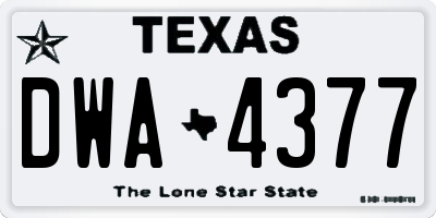 TX license plate DWA4377