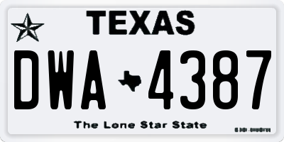 TX license plate DWA4387