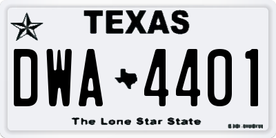 TX license plate DWA4401