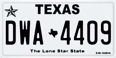 TX license plate DWA4409