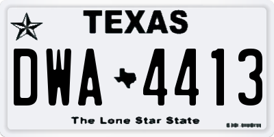 TX license plate DWA4413