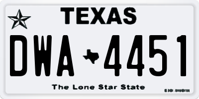 TX license plate DWA4451